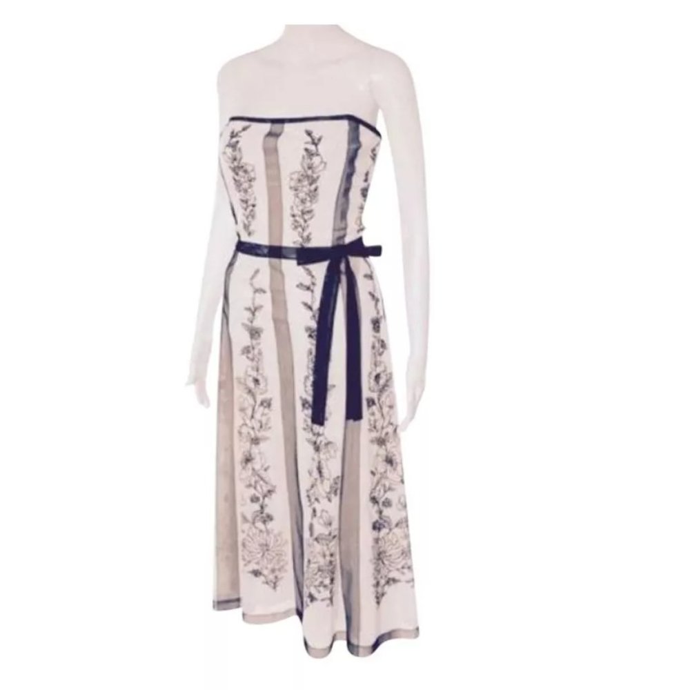 ✨NEW Designer BCBG MAXAZRIA Mesh Lace Corset Cocktail Dress Floral Embroidery M✨